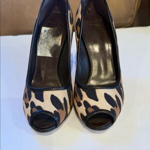 Giuseppe Zanotti Leopard Print Peep Toe Heels